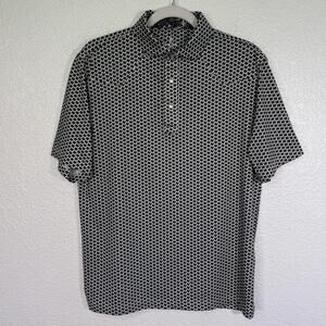 Iron Oak Crockett Polo Shirt Mens Small Texas State Allover Graphic Pearl Snap